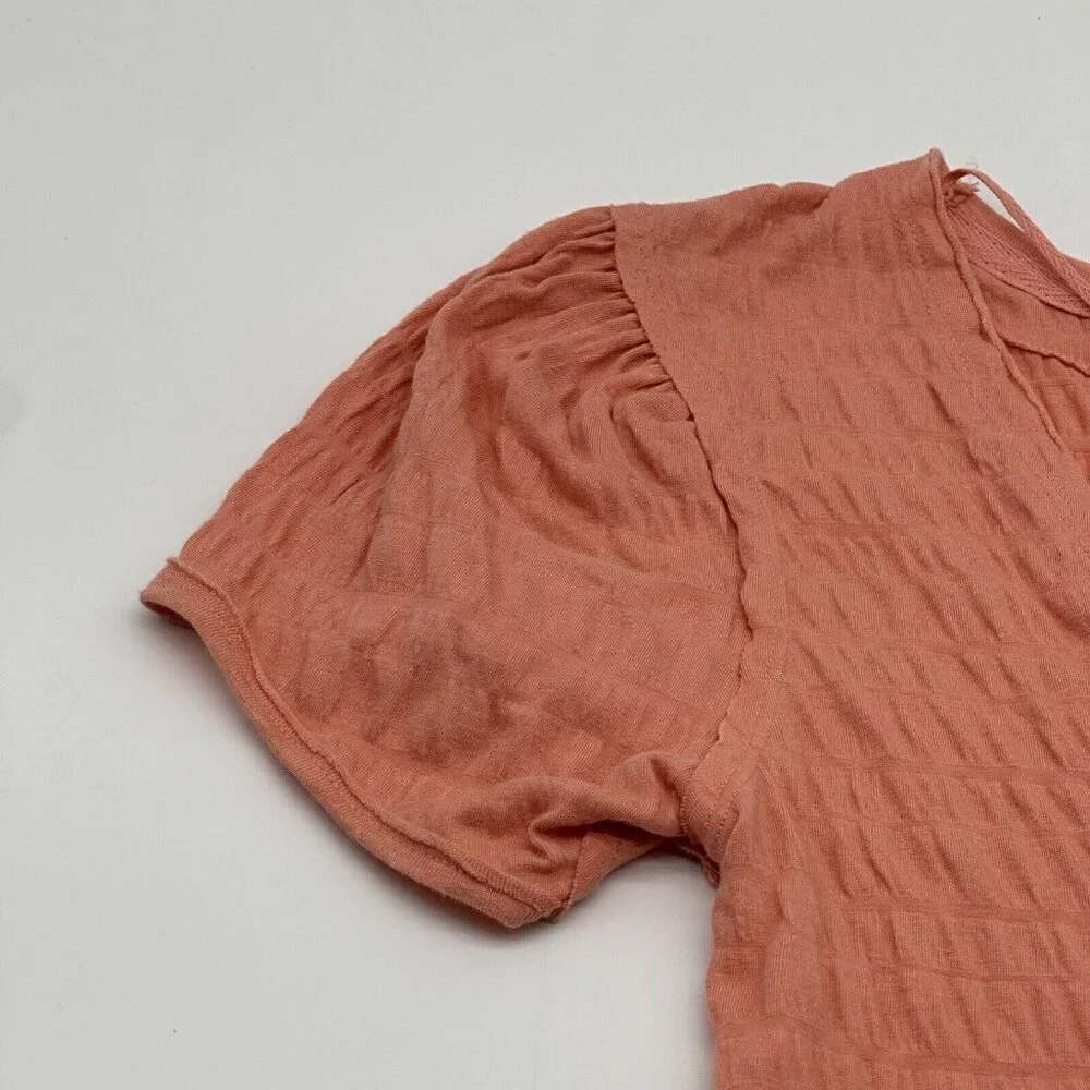 Free People Sugar Cube Women's Size Small Burnt Coral Pink V-Neck Ruched Top NWT - Picture 5 of 13